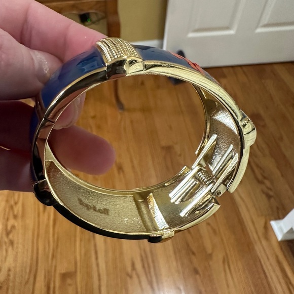 Navy blue & gold bangle bracelet with monogram sticker - Picture 5 of 6